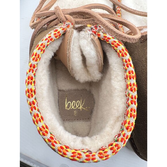 NIB $425 BEEK Alpine Swift Womens 8 Suede Shearling Ankle Boots Booties Chestnut - Picture 7 of 12